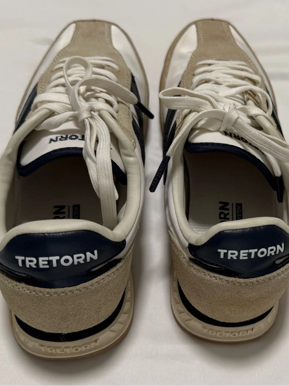 Tretorn White, Beige & Navy Low-Top Sneakers